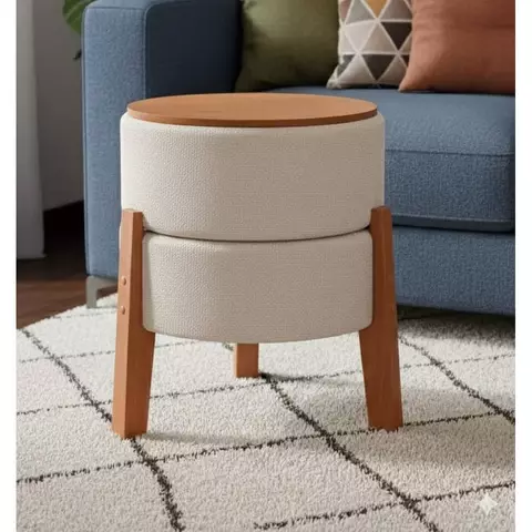 *QUEIMA ESTOQUE* Puff Mesinha Decorativa cores Boucle Luxo Pês Madeira Maçica Buclé Design