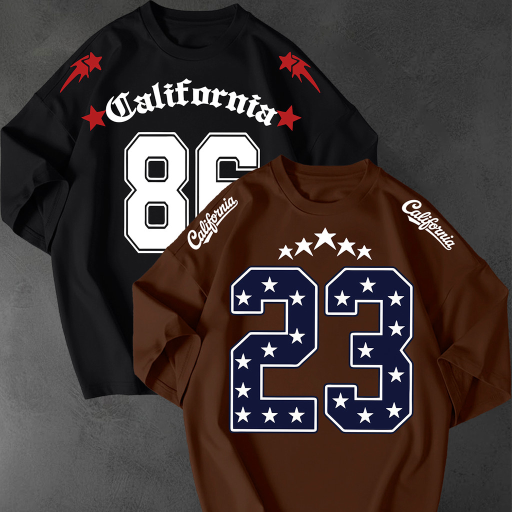Kit 2 Camisetão Oversized Streetwear Estampa California Numero 96 86 Unissex College Larga Solta Gym