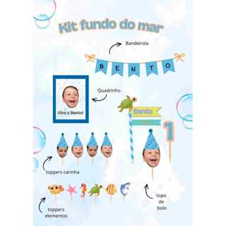 Kit Festa Personalizada - fundo do mar em Oferta na Shopee