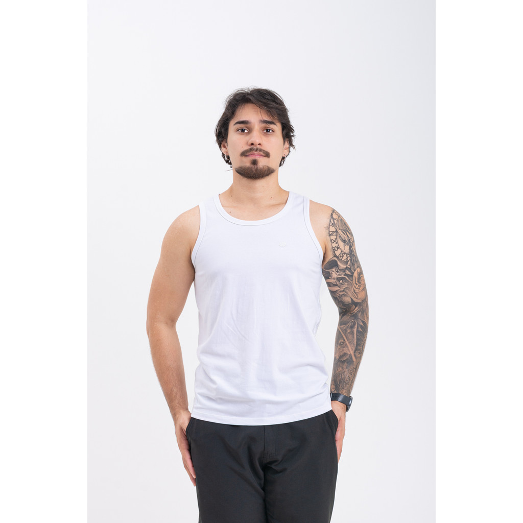 Regata Masculina Pataloo Algodão Com Elastano Básica Branca