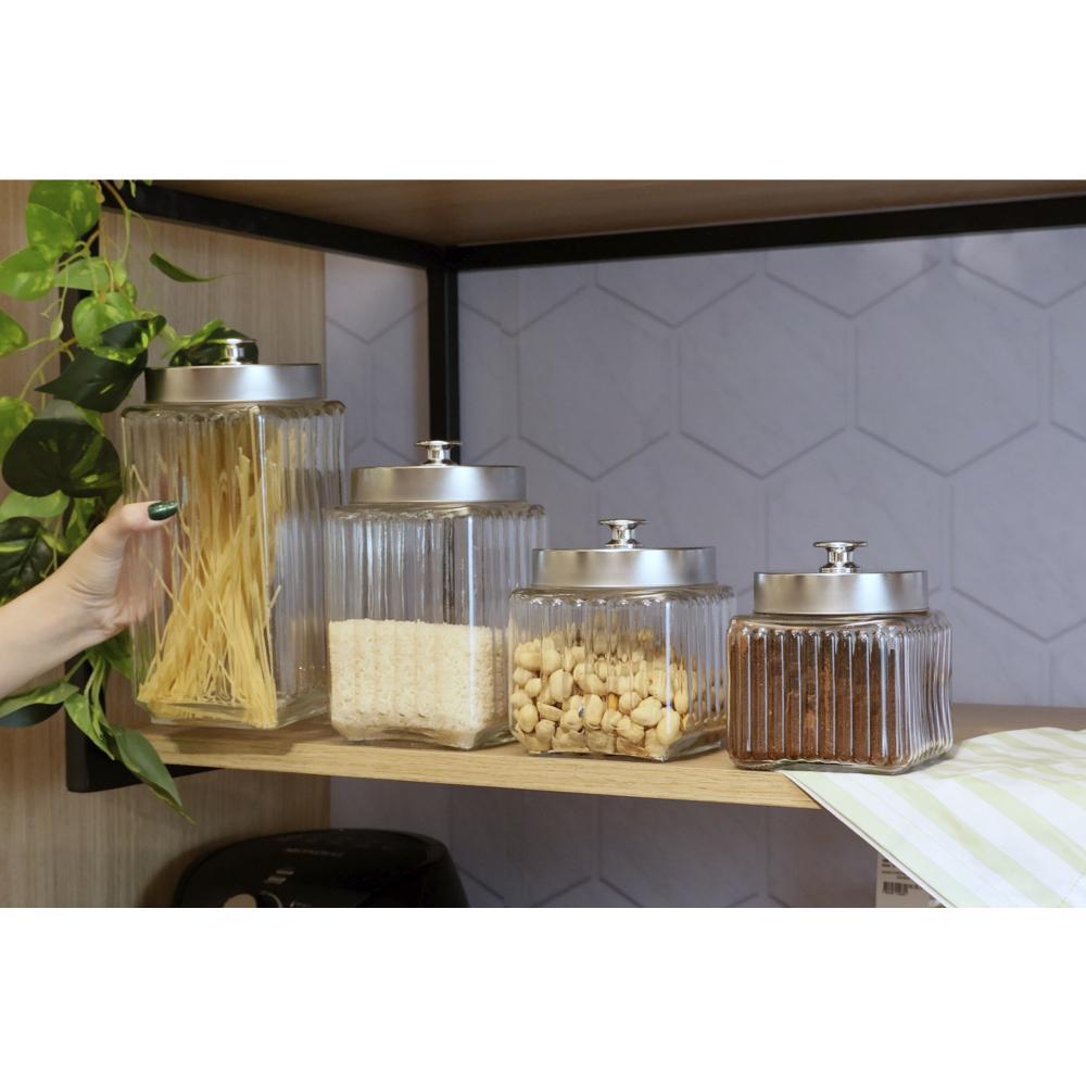 Porta Mantimento Lyor Vegas de Vidro Prata 1,7L