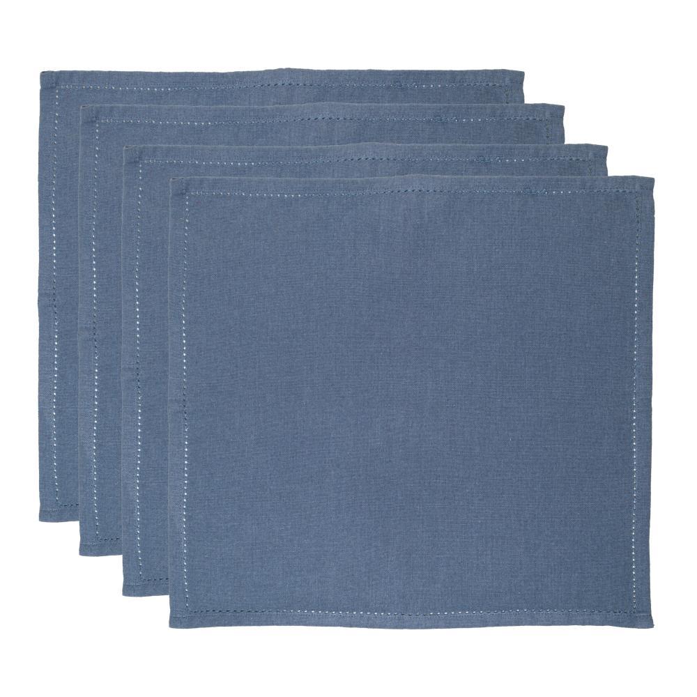 Jogo com 4 Guardanapos Lyor Momentos de Algodão 40cm x 40cm Azul Serena para a Mesa Posta Elegante Absorvente e Duráveis