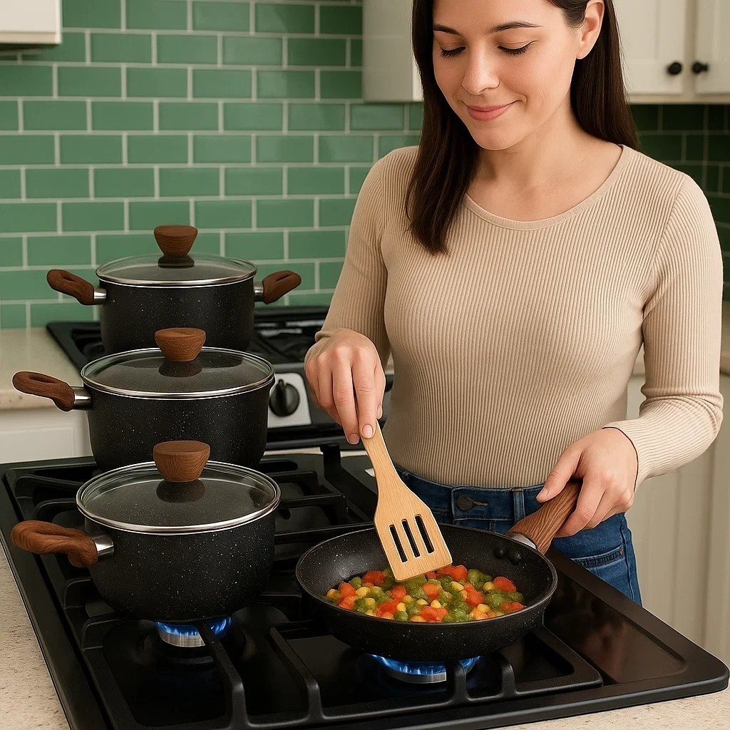 Conjunto 04 Peças Panelas  Vidro Panelas Caçarolas Cozinha Frigideira Recipiente Antiaderente Tampa