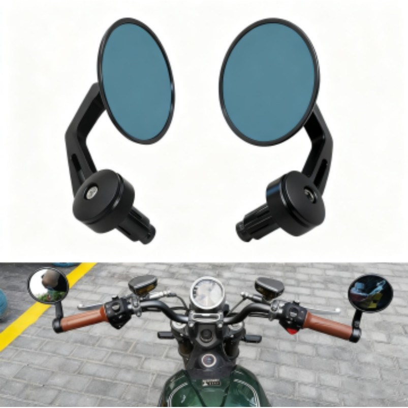 Para Royal Enfield Bullet/Meteor/Classic 350 500 Interceptor 650 CNC Motocicleta Bar End Espelhos Retro Guiador Ponta Re
