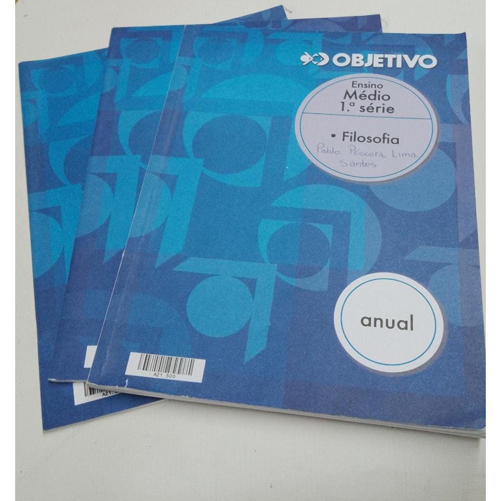 Kit 3 Cadernos Objetivo Ensino Médio 1a serie Sociologia 1° e 2° sementre e  Filosofia Anual
