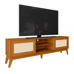 Rack Bancada Para TV Até 65 Polegadas 1,80m 2 Portas Com Tela Rattan Cedro Cairo EDN