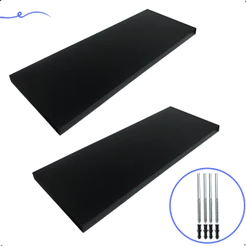 Kit 2 Prateleira Preta 40X15 + Suporte Flutuante Mdf Organizadora Decoração Cozinha Banheiro Sala