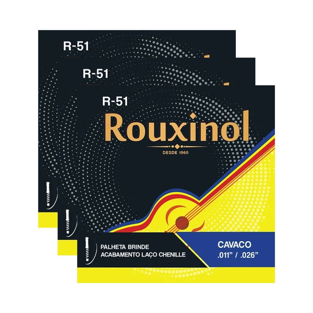 Kit 3 Encordoamento Aço Cavaquinho Rouxinol R51 0.11”