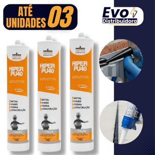 Kit 01 a 03 Unidades Adesivo Cola Fixa Cuba Pu 40 Inox Mármores Granitos Vedação - Branco/Cinza em Oferta na Shopee