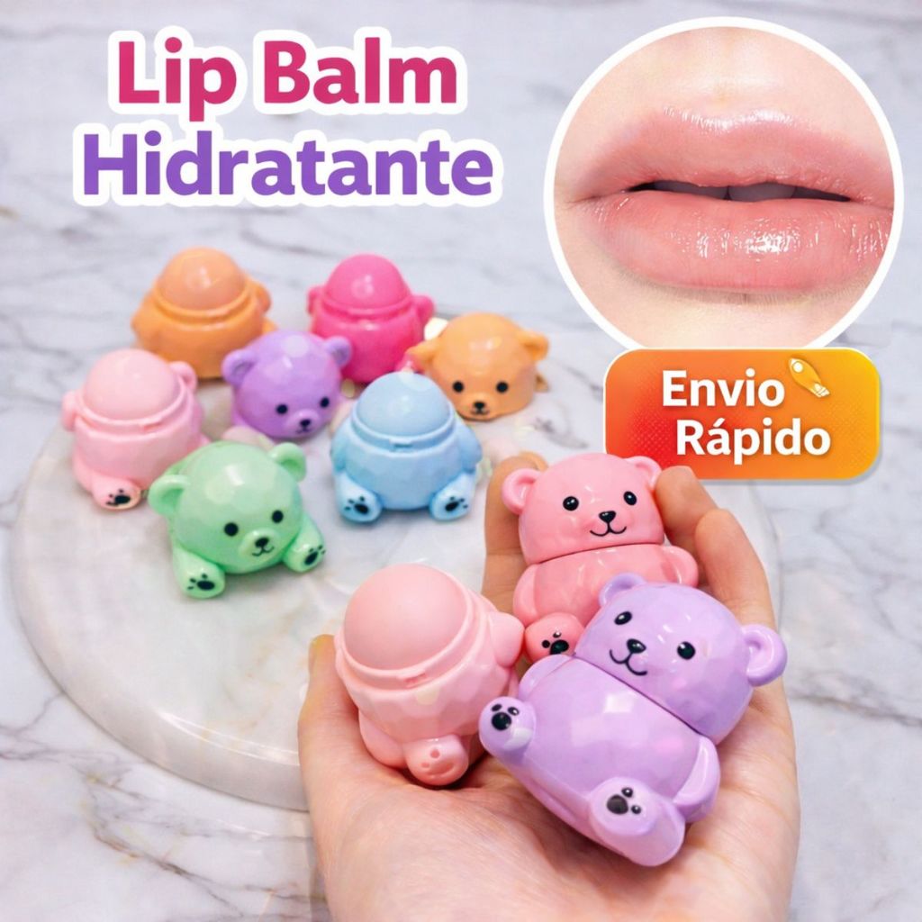 Lip Balm hidratante Labial  Ursinho kawaii cute My Life Kit Com 3 Gloss fofo em Oferta na Shopee