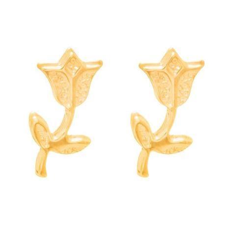 Rommanel Brinco Feminino Flor Tulipa 523106 Coleção Linha Permanente com Três Banhos