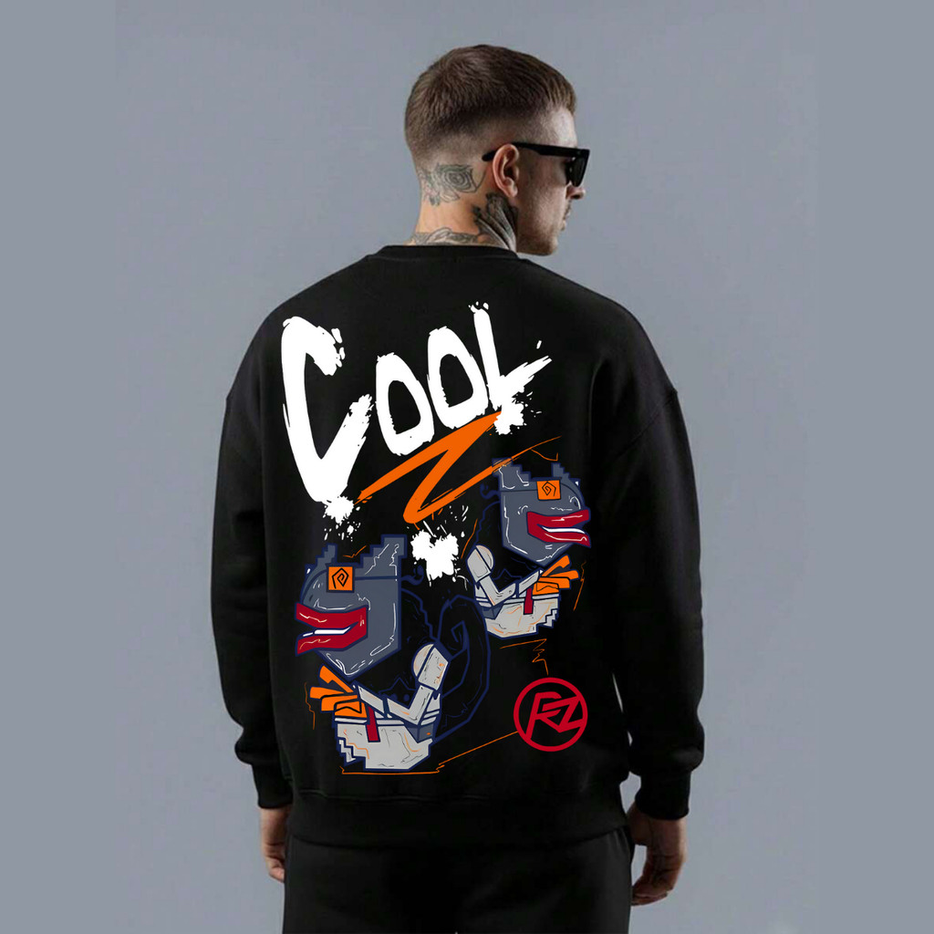 Moletom Sem Capuz Masculino Preto Estampado Cool Streetwear