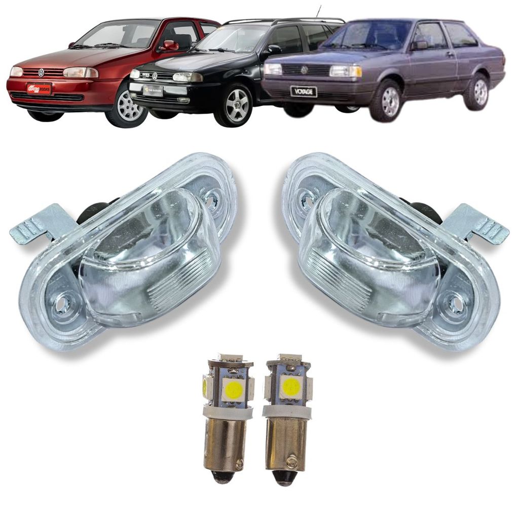 KIT LANTERNA LUZ DE PLACA VW GOL VOYAGE PARATI SAVEIRO SANTANA KOMBI COM LÂMPADA LED BRANCO