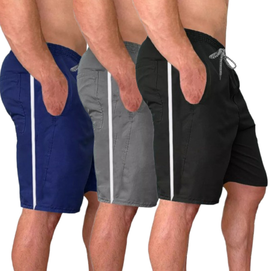 Bermuda Tactel Masculina 3 Bolsos Linha Premium Cores