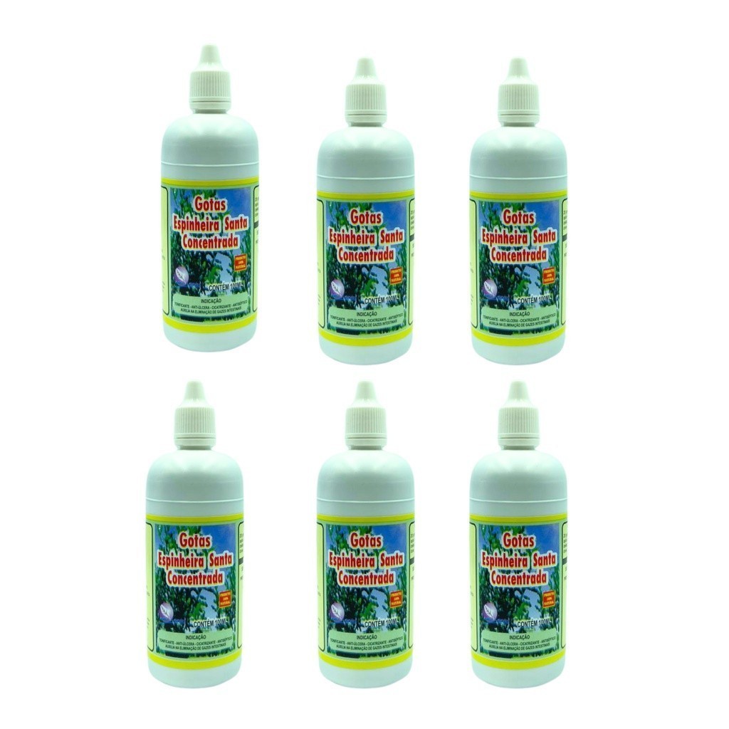 Kit 6 Gotas Espinheira Santa 100ml - Suplemento Alimentar Natural em Oferta na Shopee