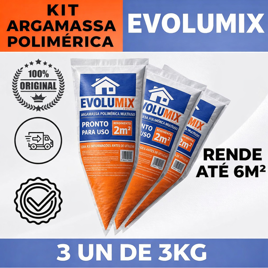 Argamassa Polimérica Evolumix 3 Unidades 3kg | Fácil Aplicação