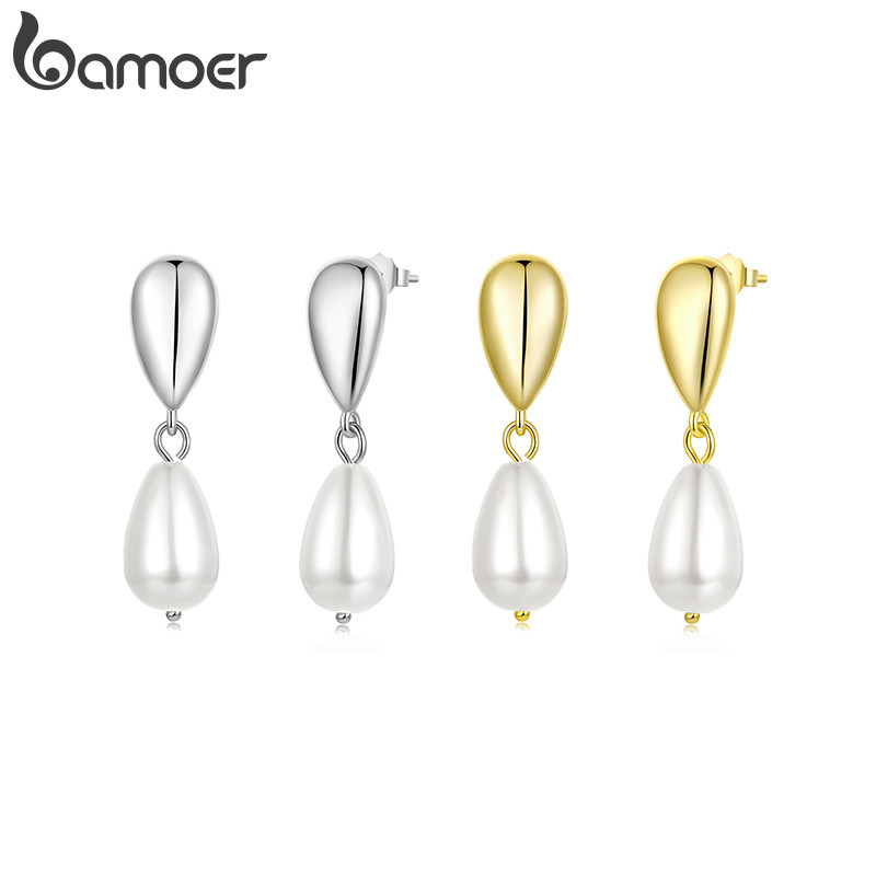 Brincos Bamoer 2 Cores Pérolas Em Forma De Lágrima Para Mulheres Meninas Joias Da Moda