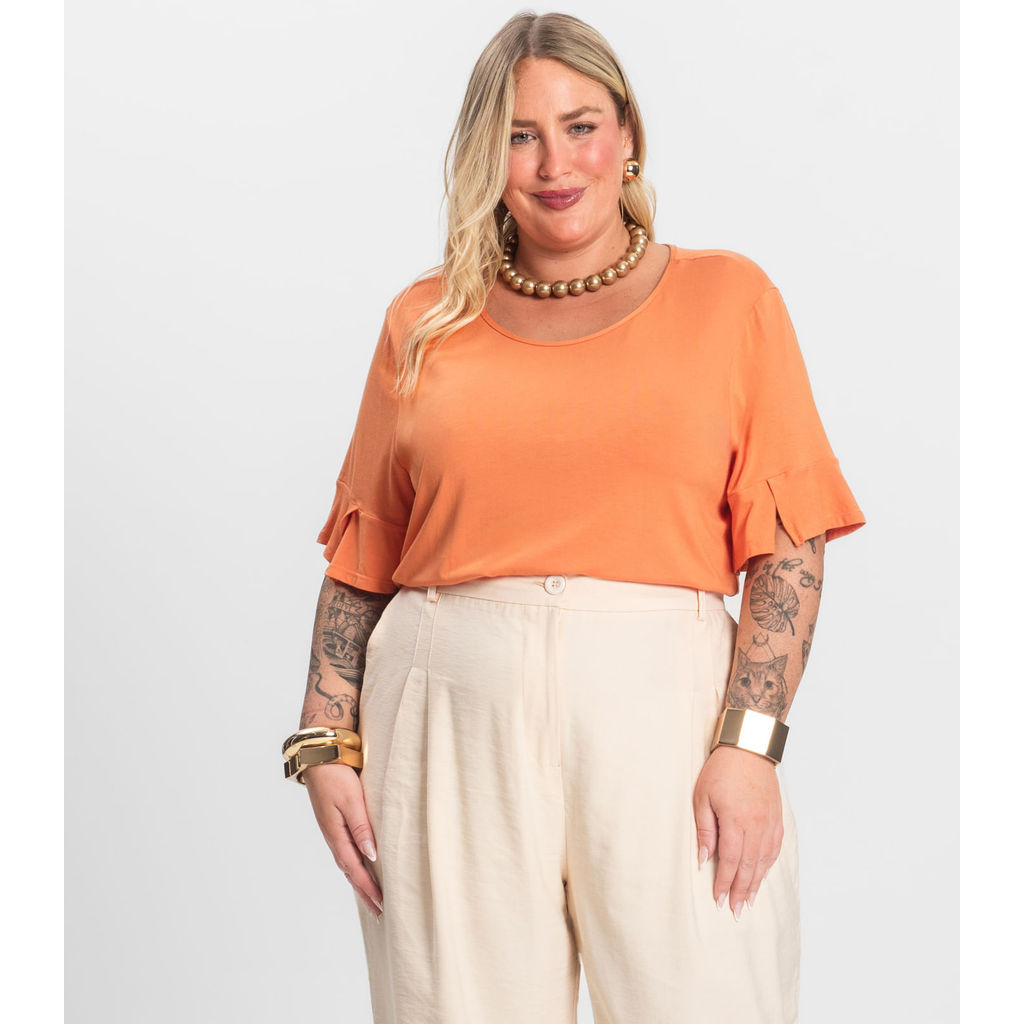 Blusa Plus Size Infinita Cor Rovitex Laranja