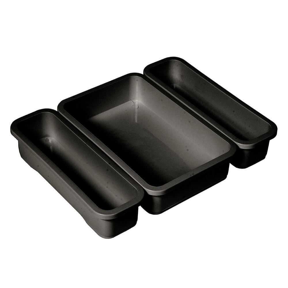 Organizador de Gavetas Plástico São Bernardo Preto com 3 Divisórias em Oferta na Shopee