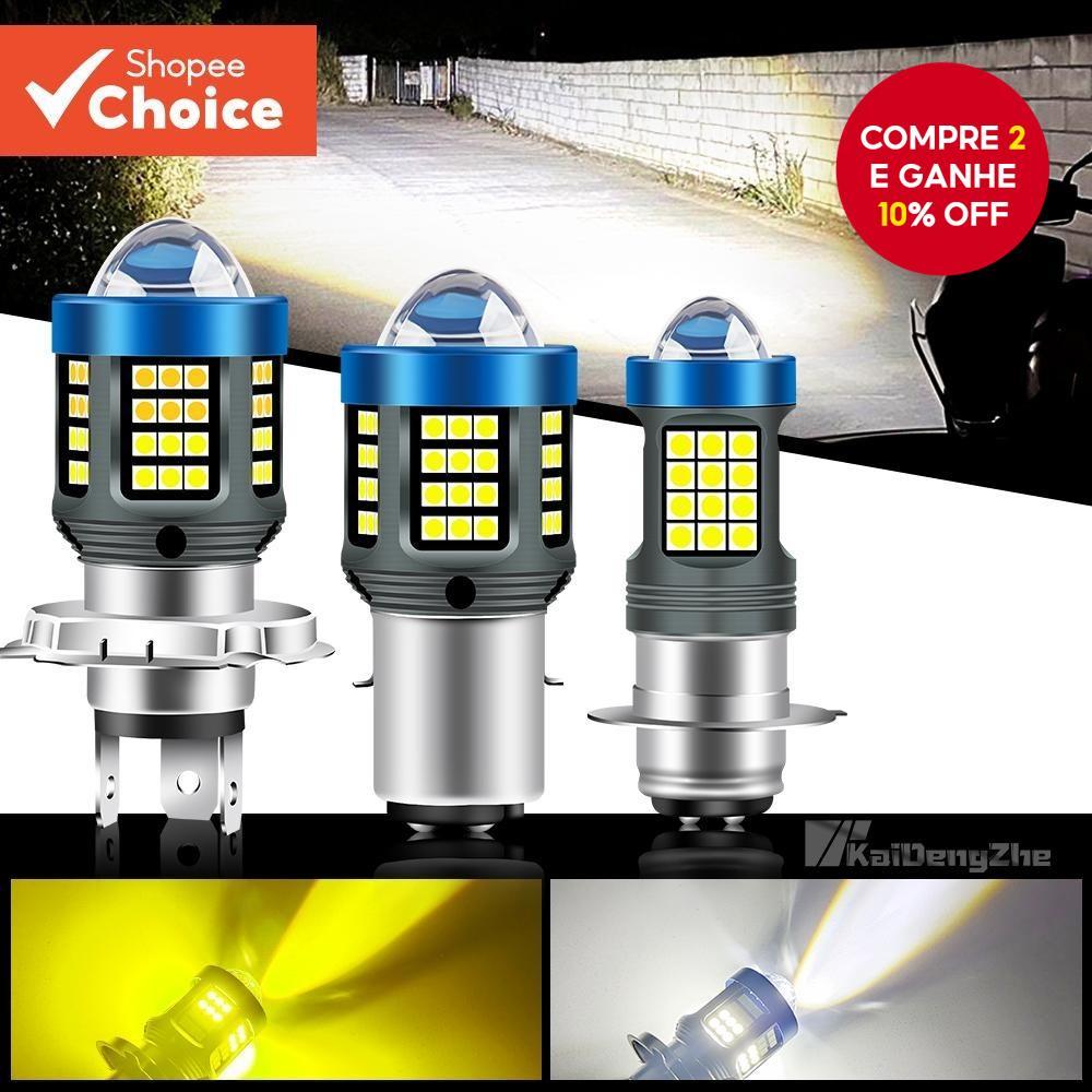 Farol LED 12V-80V H4 BA20D P15D 66SMD | Feixe Alto/Baixo De Duas Cores 3000LM Para Motocicletas Elétricas em Oferta na Shopee