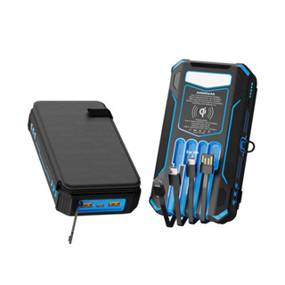 Carregador Solar Portátil-20000mAh Sem Fio com 4 Cabos e 4 Painéis Solares Integrados,Ideal para Camping e Viagens em Oferta na Shopee