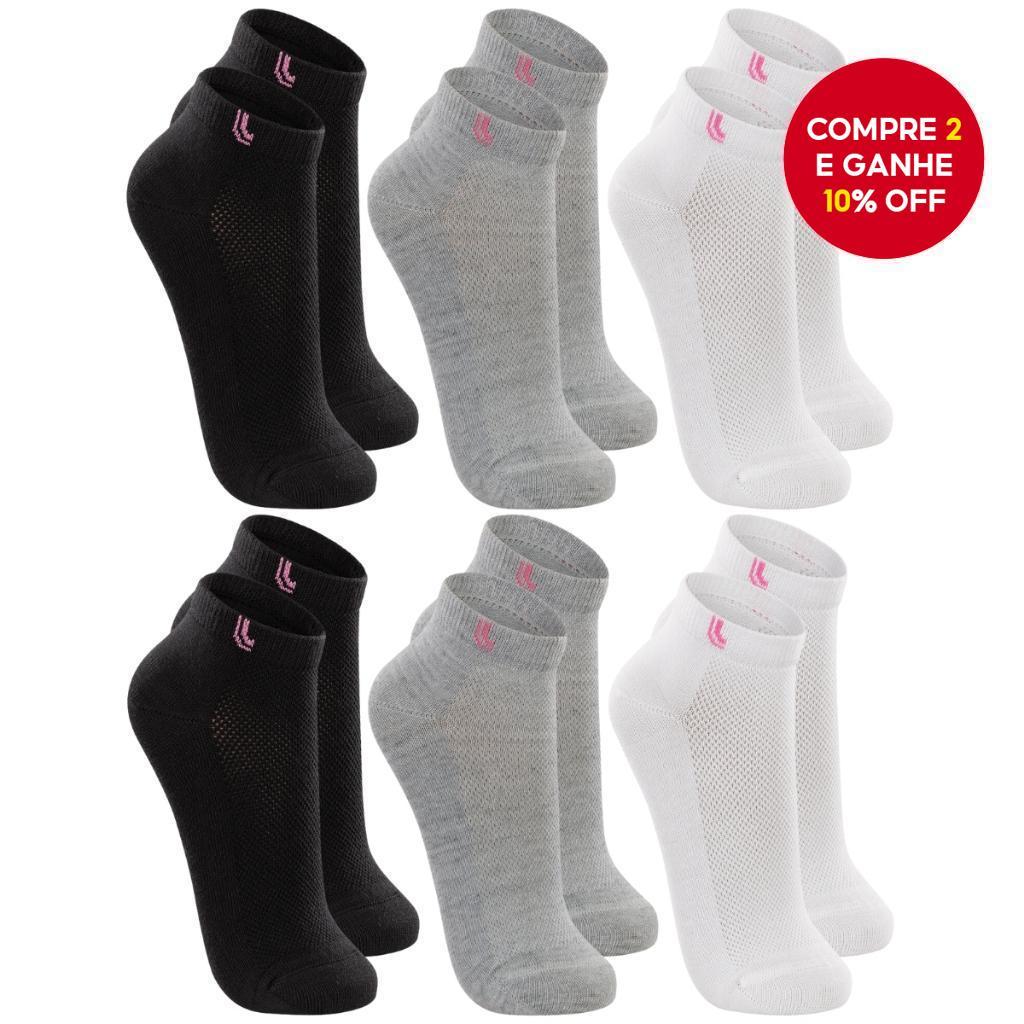 Kit De Meias Femininas Esportivas 3/6 Pares – De Corrida De Algodão Com Punho Baixo Para Uso Diário E Trabalho , Design