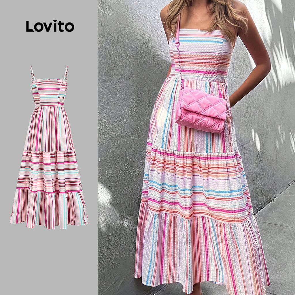Lovito Vestido Boho Estilo Resort para Mulheres Primavera/Verão LK2LD404 em Oferta na Shopee