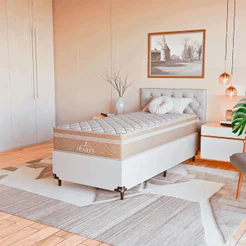 Cama Box Solteiro Branco + Colchão Paris Molas Ensacadas