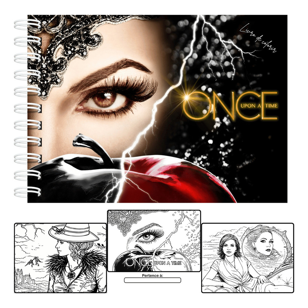 Livro De Colorir Once Upon A Time Capa Dura A5 50 Folhas + Acetato