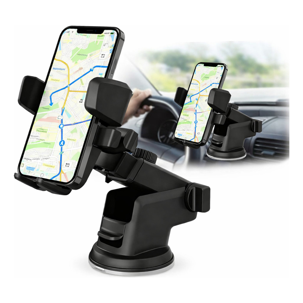 Suporte Celular Carro Vidro Painel Parabrisa Forte Fixação Preto