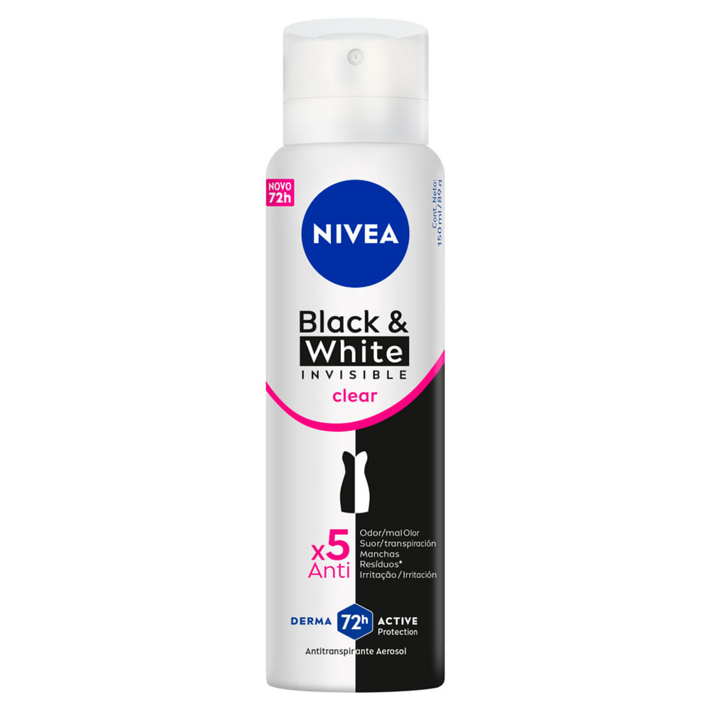 Desodorante Nivea Black & White Invisible Clear Aerosol Antitranspirante 72h 150ml