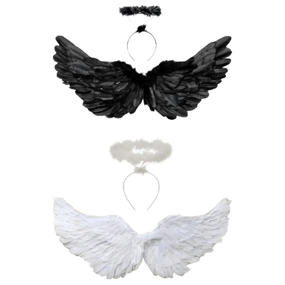 Fantasia Asa de Anjo 40x60cm com Penas Carnaval Halloween Infantil e Adulto em Oferta na Shopee