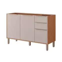 Balcão de Cozinha Modulado Esplêndida 3 Portas e 2 Gavetas s/Tampo 120cm Freijo/Off White - MGM