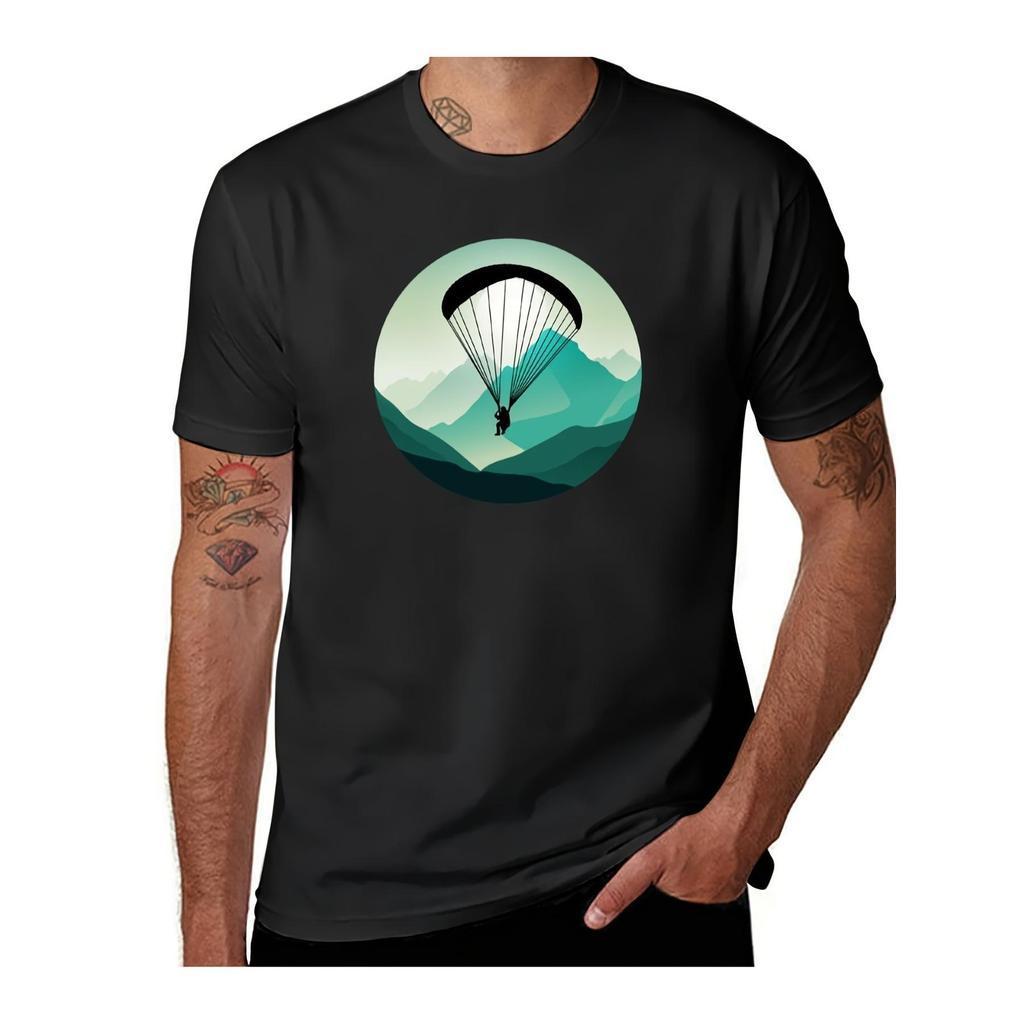 T-shirt de parapente e salto de paraquedas - T-shirt de manga curta leve de 220gsm respirável com gráfico de parapente,