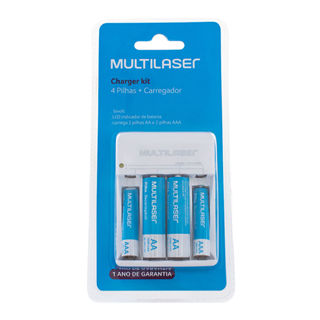 Carregador de Pilhas Multilaser para Pilhas AA/AAA com 4 Pilhas Inclusas Bivolt 100v - 240v em Oferta na Shopee