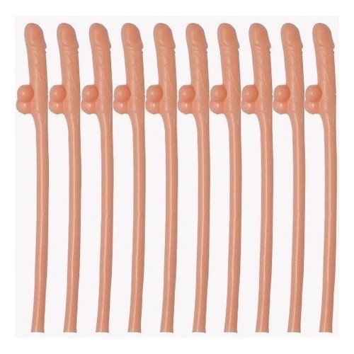 Kit 50 Canudo Pinto Pênis Erótico Despedida De Solteiro Bege Para Festa