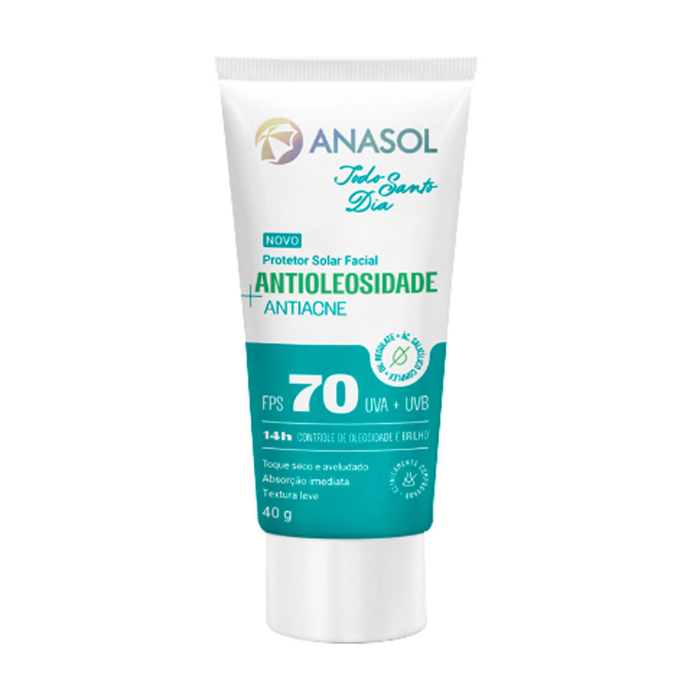 Protetor Solar Facial Anasol Antioleosidade e Atiacne FPS 70 40g em Oferta na Shopee