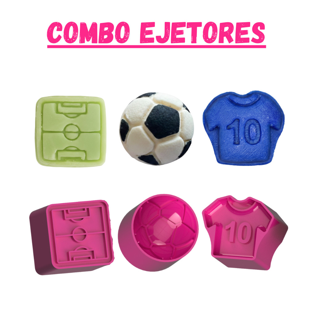 Ejetor Modelador Combo |  Campo de Futebol, Bola e Camisa 10 para Brigadeiros e Doces