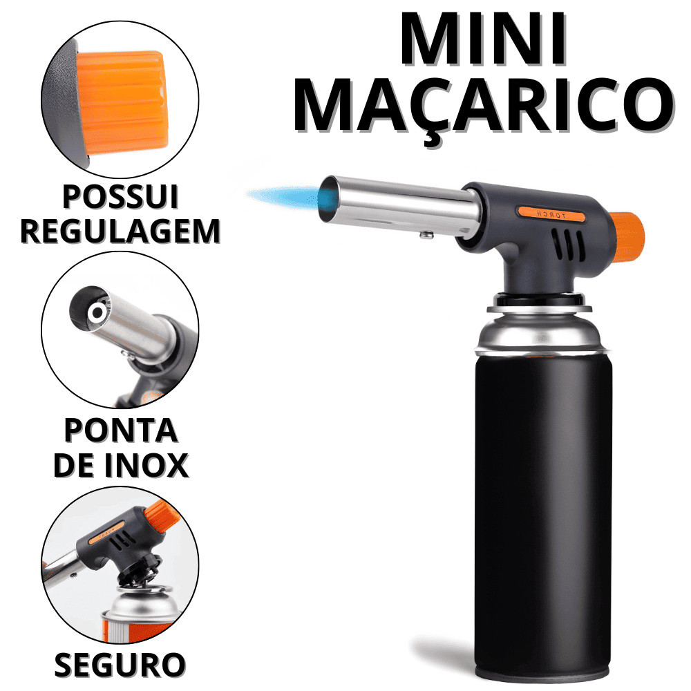 Maçarico Portátil a Gás Macarico Portatil Para Cozinha Com Regulagem Confeitaria Gourmet Casa