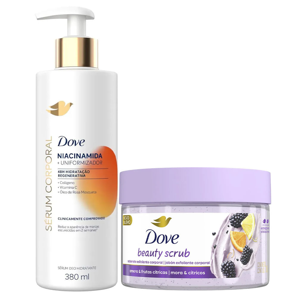 Kit Dove Sabonete Esfoliante Beauty Scrub Amora + Sérum Corporal Niacinamida 380ml em Oferta na Shopee