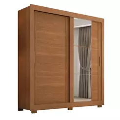 Guarda Roupas Casal com Espelho 2 Portas de Correr 4 Gavetas Siena