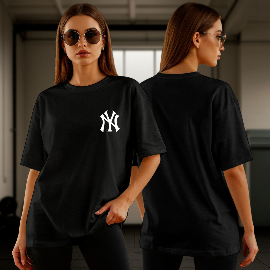 Camiseta Feminina Oversized NY Algodão Premium Streetwear Camisetão Blusão Academia Casual Treino