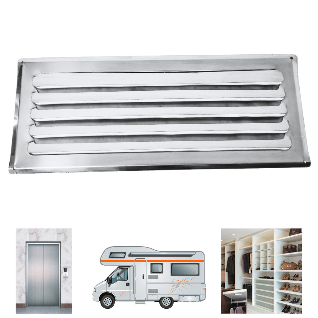 Grade Ventilação Inox 20cm x 50cm com Tela MotorHome Armario