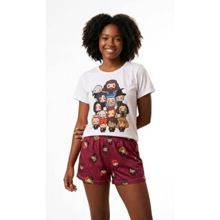 Pijama Baby Doll Manga Curta Personagens HP Turma do Harry em Oferta na Shopee