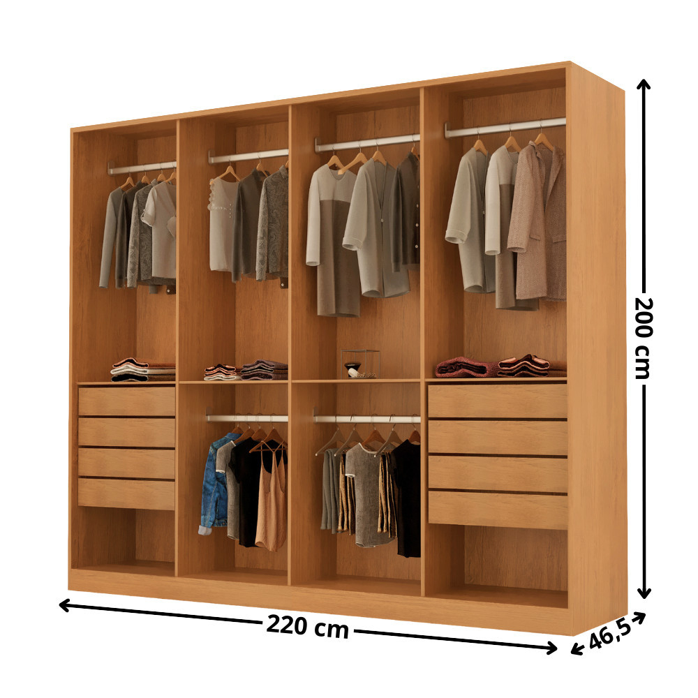 Guarda Roupa Casal Atacama MDF 8 Portas 8 Gavetas e 4 Prateleiras Moderna Mobília · foto 2