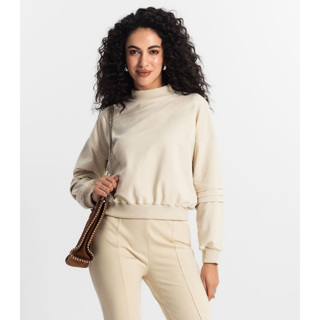 Moletom Feminino Rovitex Bege em Oferta na Shopee