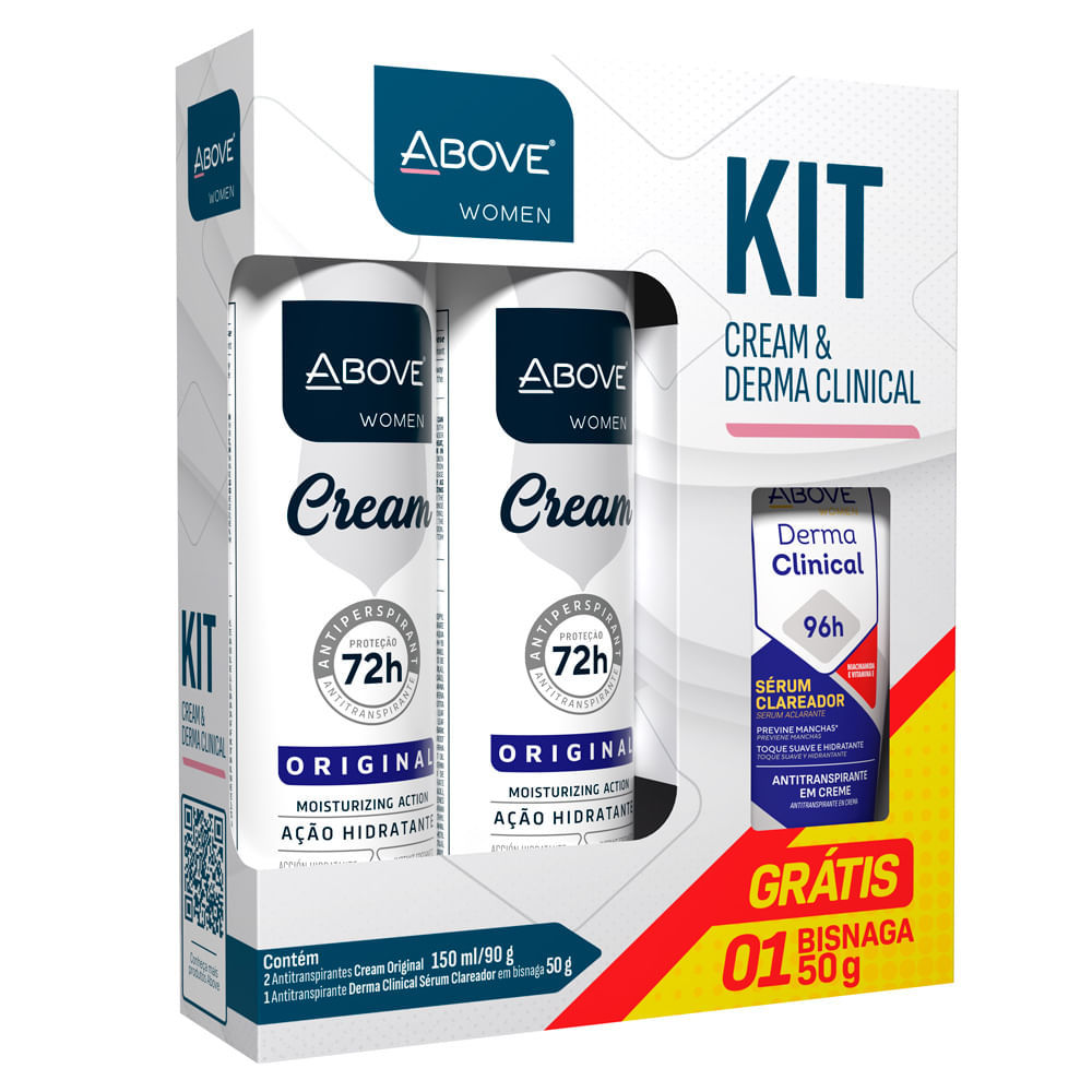Desodorante Above Women Cream Original 2 Unidades de 150ml cada Ganhe Sérum Clareador Above Derma Clinical 50g em Oferta na Shopee
