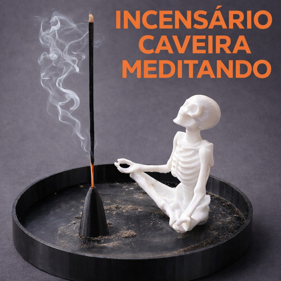 Incensário Caveira Meditando - Porta Incenso em Oferta na Shopee