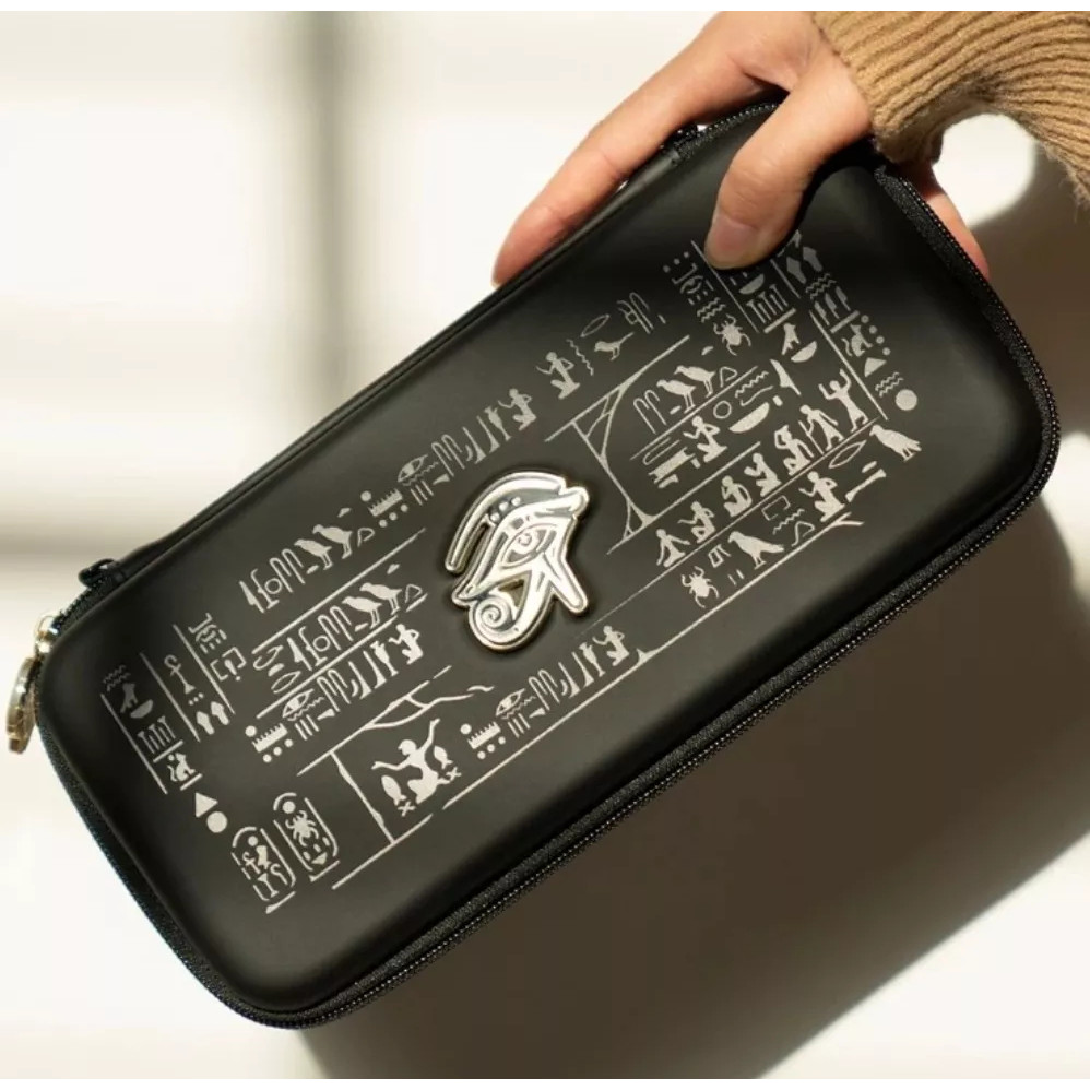 Bolsa Capa Case Proteção Premium Compatível Zelda Egito Sheikah Metal Compativel Nintendo Switch V1 V2 e Switch Oled