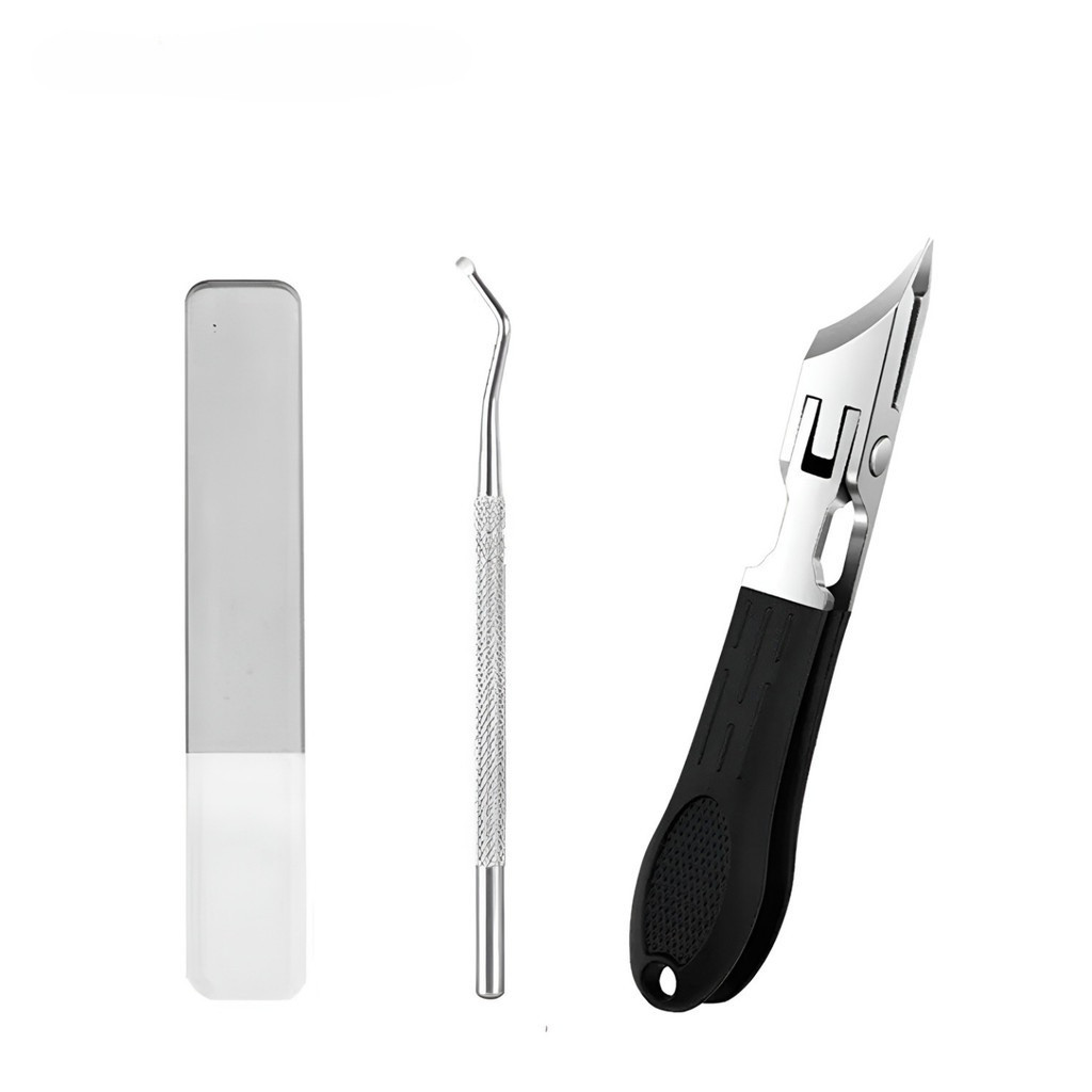 Kit Cortador de Unha Inox Oblíquo Bico Longo Para Unhas Encravadas Com lixa